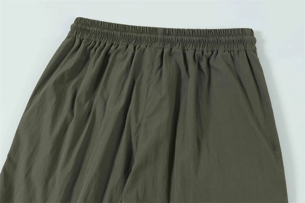 Men Solid Color Pants Y2K Pleated Joggers Baggy Pants Hip Hop Casual Drawstring Waist Quick Drying Trousers Street King Limited