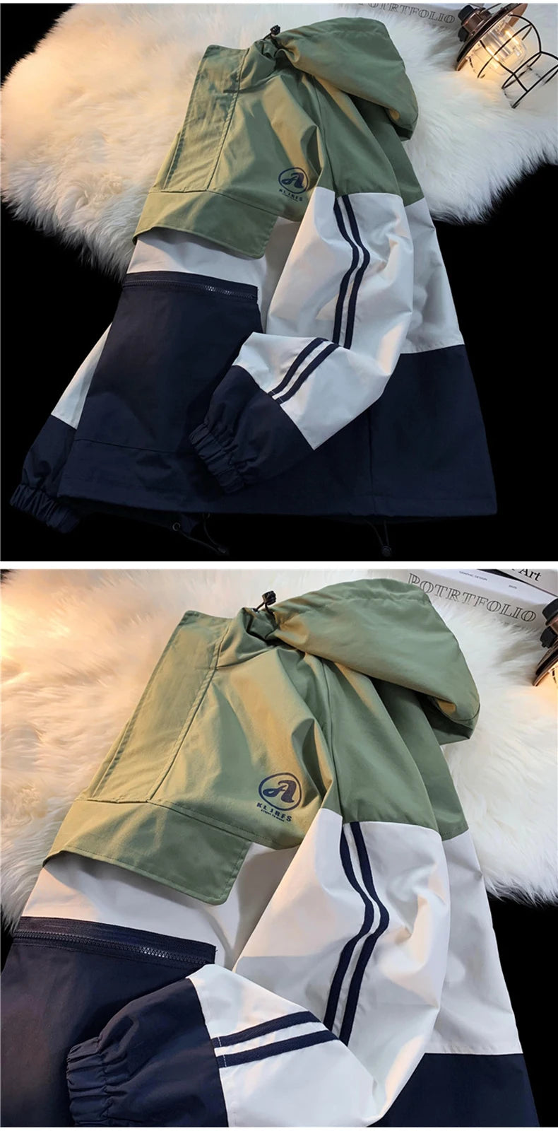 mens outerwear fashion print patchwork college style jackets zip up hooded jcket 2024 new plus size man women windbreaker unique default style 5887
