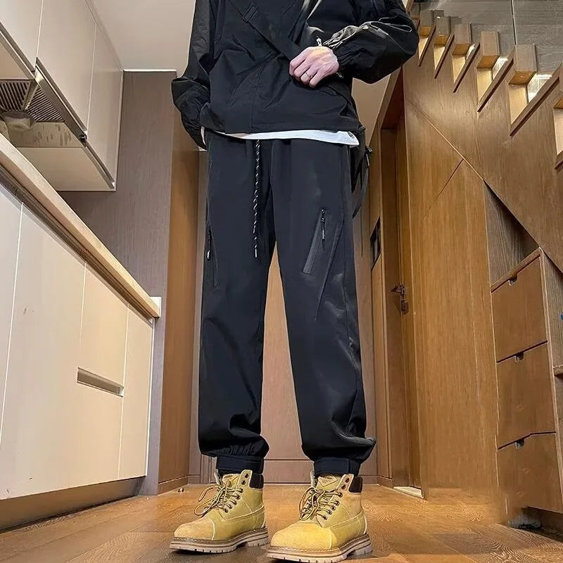 mens tactical joggers pants casual y2k multi pocket trousers streetwear techwear black sweatpants functional cargo pantalones sporty tapered joggers
