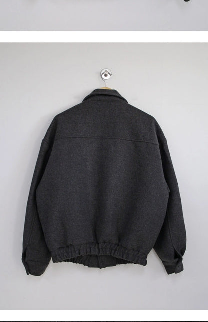 2024 loose casual mens solid color jacket fashion daily commuting windproof short woolen coat thickened warm unique shorts style 327