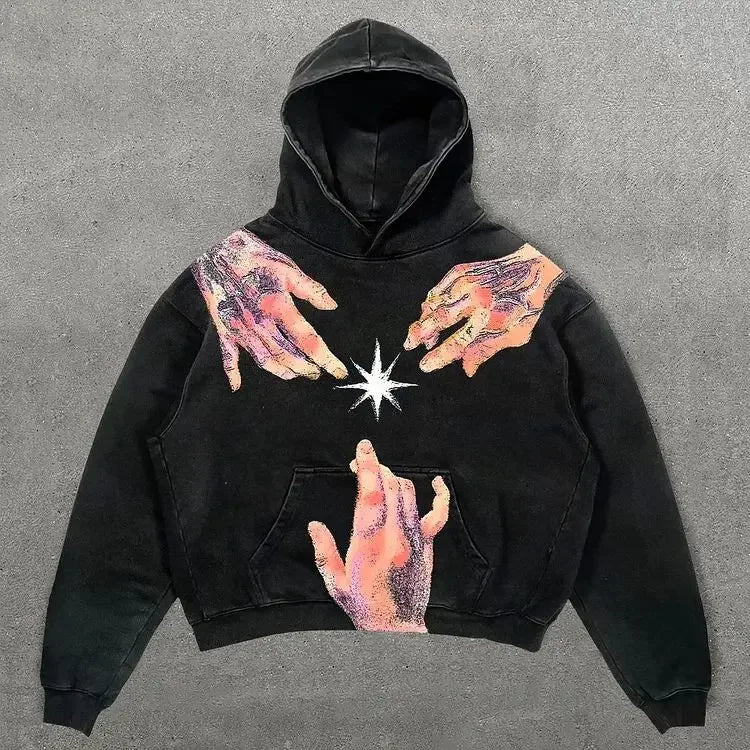 Harajuku Oversized Gothic Dragon Print Hoodie Streetwear Sweatshirt Y2k Tops Gothic Clothes Grunge Hoodies Women Men Clothing Street King Limited