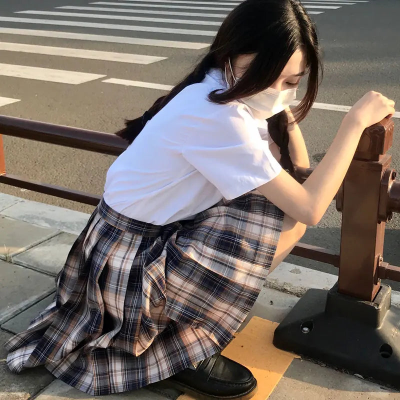 Jk Uniforms Gyaru School Uniform for Girl Student Pleated Skirt Uniform Set Women Short Sleeve Bow Tie Seifuku Japanese Style Street King Limited