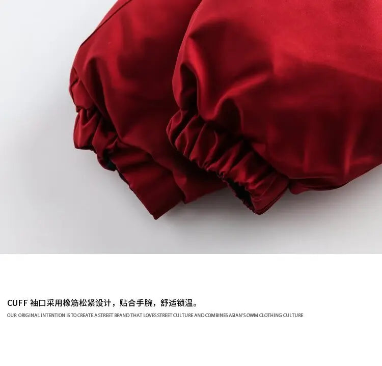 Winter Double Sided Parkas Women Men Thick Warm Patchwork Cotton Padded Coat High Street Loose College Stand Collar Outwear New Street King Limited