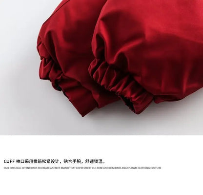 Winter Double Sided Parkas Women Men Thick Warm Patchwork Cotton Padded Coat High Street Loose College Stand Collar Outwear New Street King Limited