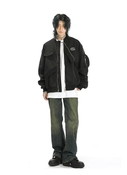 american street pilot jacket mens spring irregular trend loose tooling male coats zipper multiple pockets couple baseball jersey unique default style 3306