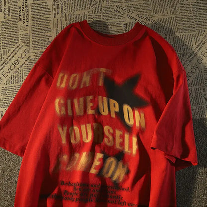 Heavy cotton short-sleeved T-shirt men's spring and summer loose European and American style high street hiphop T-shirt tops emo Street King Limited