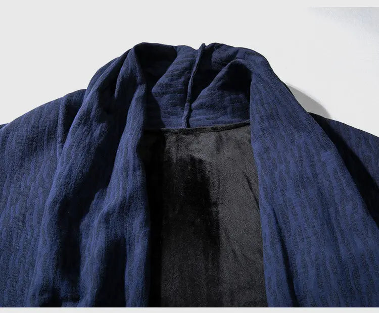 men autumn winter thick fleece liner loose casual punk gothic long cardigan trench coat streetwear kimono robe jacket outerwear unique default style 1010