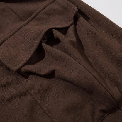 Men Sweatpants Oversized Pockets Baggy Straight Cargo Pants Hip Hop Streetwear Casual Drawstring Joggers Trousers Brown Black Street King Limited