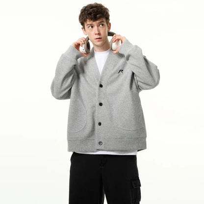 American V-neck Mens Cardigan Spring New Embroidered Casual Loose Couple Knitted Coats Single Breasted Solid Sweater Jackets Street King Limited