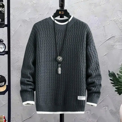 Stripe Sweaters Men Winter Korean Style Mens Warm Sweater Men Fashion Sweaters Splicing Color Patterns Men's Wool Pullovers Male Street King Limited