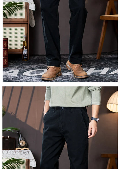men american retro handsome loose casual business pure cotton pants japanese amikaji fashion straight cargo pant trouser unique cargo style 2405