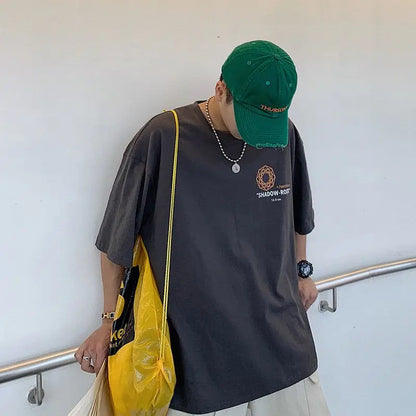 Summer quarter-sleeved men's T-shirt ins clothes trend Korean style loose mid-sleeve short-sleeved T-shirt half-sleeved T shirts Street King Limited