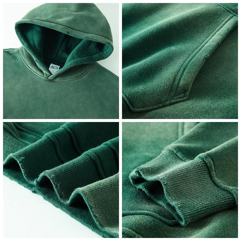 Autumn and Winter Washing Spray Dyeing Baggy Hoodies Distressed Hip Hop Gradient Men's and Women's Oversize Hooded Sweatshirts Street King Limited
