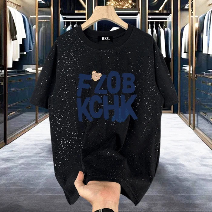 Mens T-Shirt Shining Starry Sky Casual Interesting Printed T-Shirt Autumn Street Trend Campus Short Sleeve Top Men'S Clothing Street King Limited
