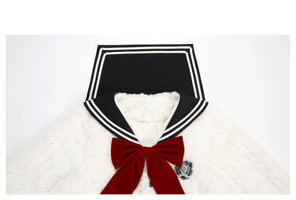 Harajuku Sweet Thicknecked Bow College Coat Woman Zip Up Hoodie Sailor Suit Plush Hoodies Women 2023 Streetwear Goth Y2k Clothes Street King Limited