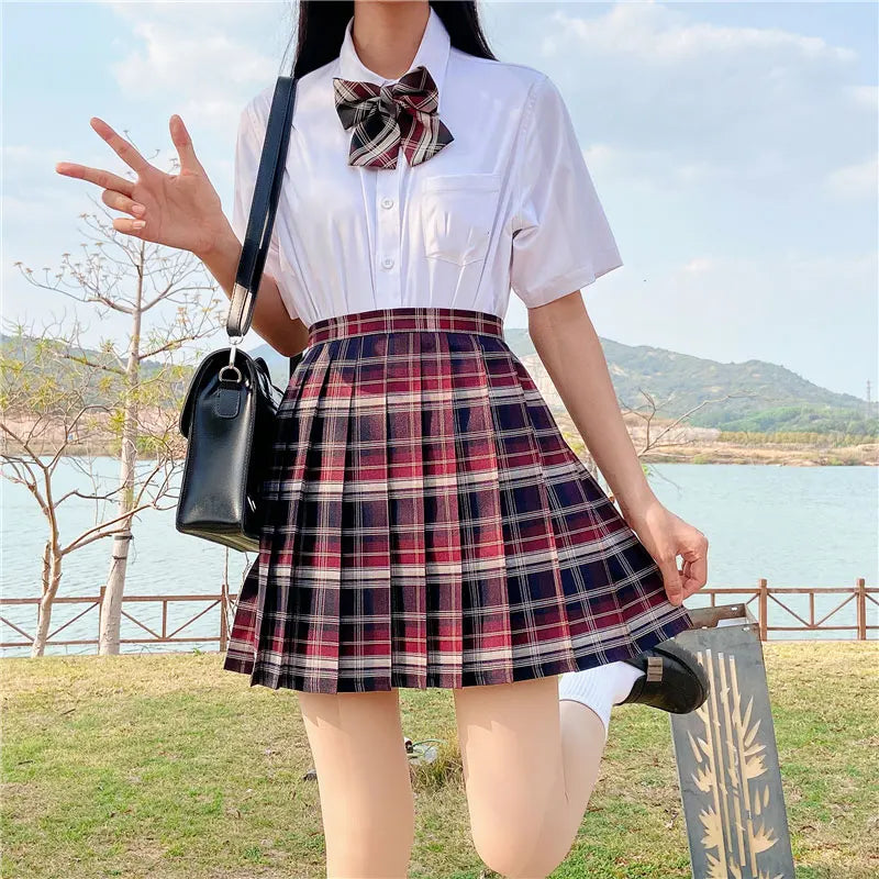 Jk Uniforms Gyaru School Uniform for Girl Student Pleated Skirt Uniform Set Women Short Sleeve Bow Tie Seifuku Japanese Style Street King Limited