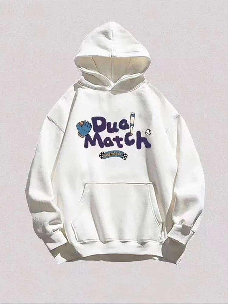 New Letter Cartoon Graphic Printed Hooded Sweatshirts For Men Autumn Fleece Y2K Streetwear Hoodies Retro Harajuku Pullover Hoody Street King Limited