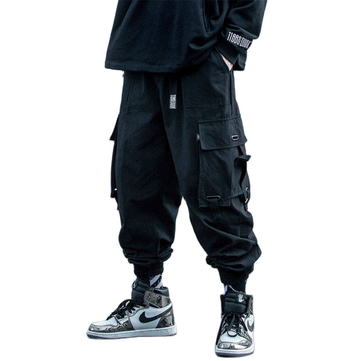 Black Cargo Pants Men Hip Hop Loose Pants Mens Autumn Harem Pant Streetwear Harajuku Jogger Sweatpant Cotton Trousers Male Pants Daulet Apparel