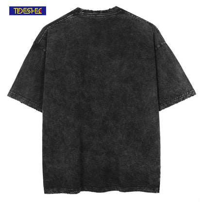 Men Hip Hop T Shirt Streetwear Rap Star Portrait Printed T Shirt 2022 Harajuku Washed Short Sleeve Distressed Oversized T Shirt Street King Limited