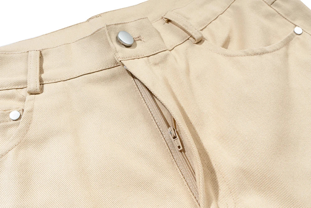 streetwear solid color pockets baggy cargo pants mens straight loose casual boot cut ropa hombre oversized flare trousers unique cargo style 271