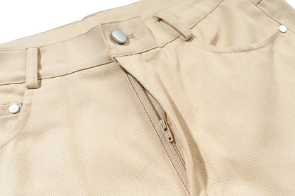 streetwear solid color pockets baggy cargo pants mens straight loose casual boot cut ropa hombre oversized flare trousers unique cargo style 271