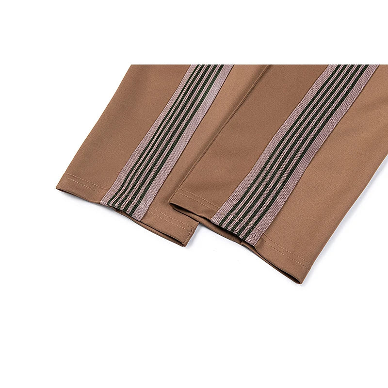 good quality brown motion casual pants men woman lovers trend side edge weaving embroidery drawstring loose trousers unique default style 4802