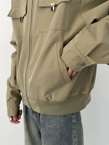 Autumn and Winter Korean Style Season Fashionable Retro Airplane Jacket Men's Loose Street Y2K Niche Shoulder Pad Lapel Jacket Street King Limited