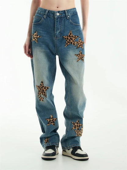 black baggy jeans men star patchwork straight denim pants fashion jeans male streetwear hip hop y2k loose trousers unique jeans style 4880