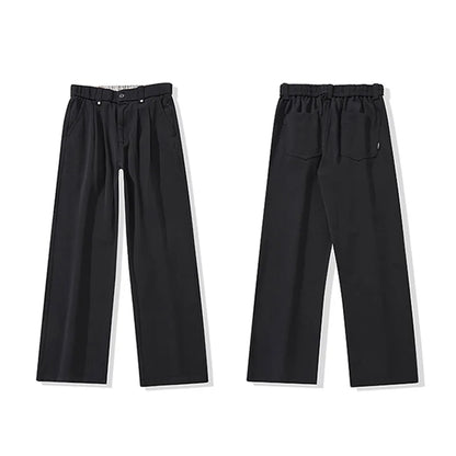mens trend streetwear fashion loose casual plus size straight wide leg suit pant office man commute work pants trousers minimalist street pants