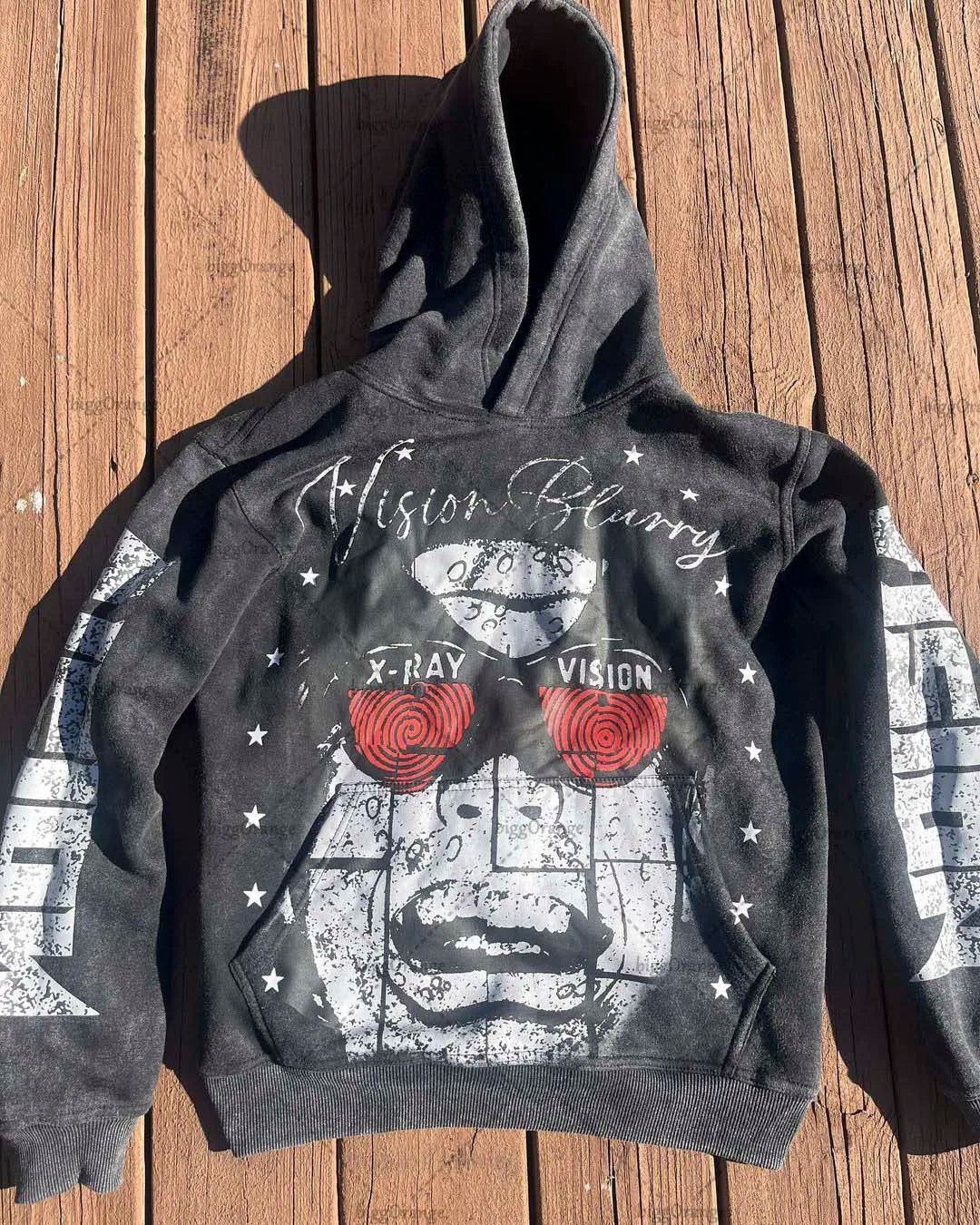 American Gothic Punk Cartoon Letter Print Oversized Hoodie Men's Fashion Loose Harajuku Style Pullover Sweatshirt Women's Street King Limited