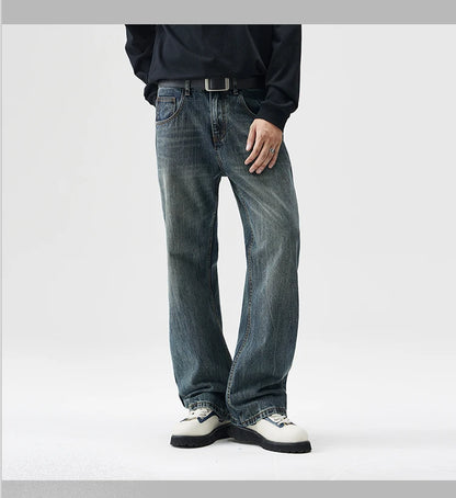 mens plus size retro fashion streetwear loose casual micro flared denim pants jeans cityboy jeans trousers 28 40 unique jeans style 2597