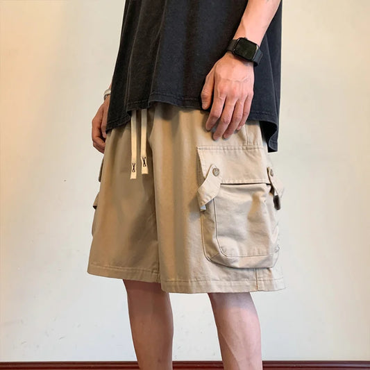 summer mens cargo shorts 2024 new outdoor multi pocket basketball casual loose work pants male drawstring y2k bermuda hombre military streetwear pants
