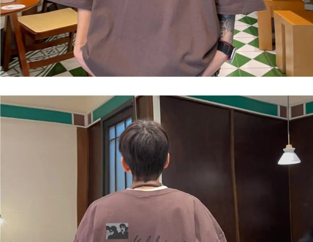 Loose American retro dark green t-shirt men's trendy summer short-sleeved European and American high street half-sleeved tops Street King Limited