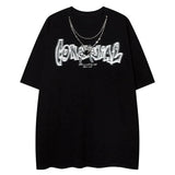 Men T Shirts Spider Letter Printed with Necklace Short Sleeve Tees High Street Hip Hop Tshirt Harajuku Vintage Y2k Tops Unisex Street King Limited