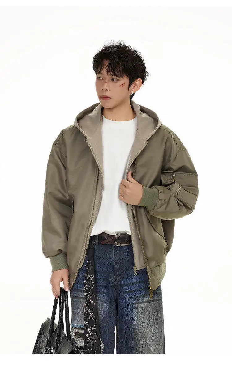 splice hat flight jacket men women streetwear fashion loose casual short hooded bomber jacket couple hoody coat outerwear unique shorts style 617