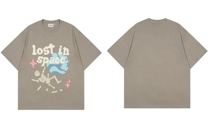 Punk Tshirt Streetwear Hip Hop Skull Skeleton Letter Planet Print Gothic Rock T-Shirts Harajuku Casual Cotton Short Sleeve Tops Street King Limited