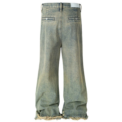 men vintage jeans distressed retro loose straight denim pants 2024 man ro style jeans trousers ripped baggy denim