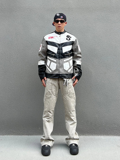 racing jackets fashion letter embroidery patchwork zipper jacket coats men hip hop pu lether outerwear casual streetwear jackets unique default style 4238