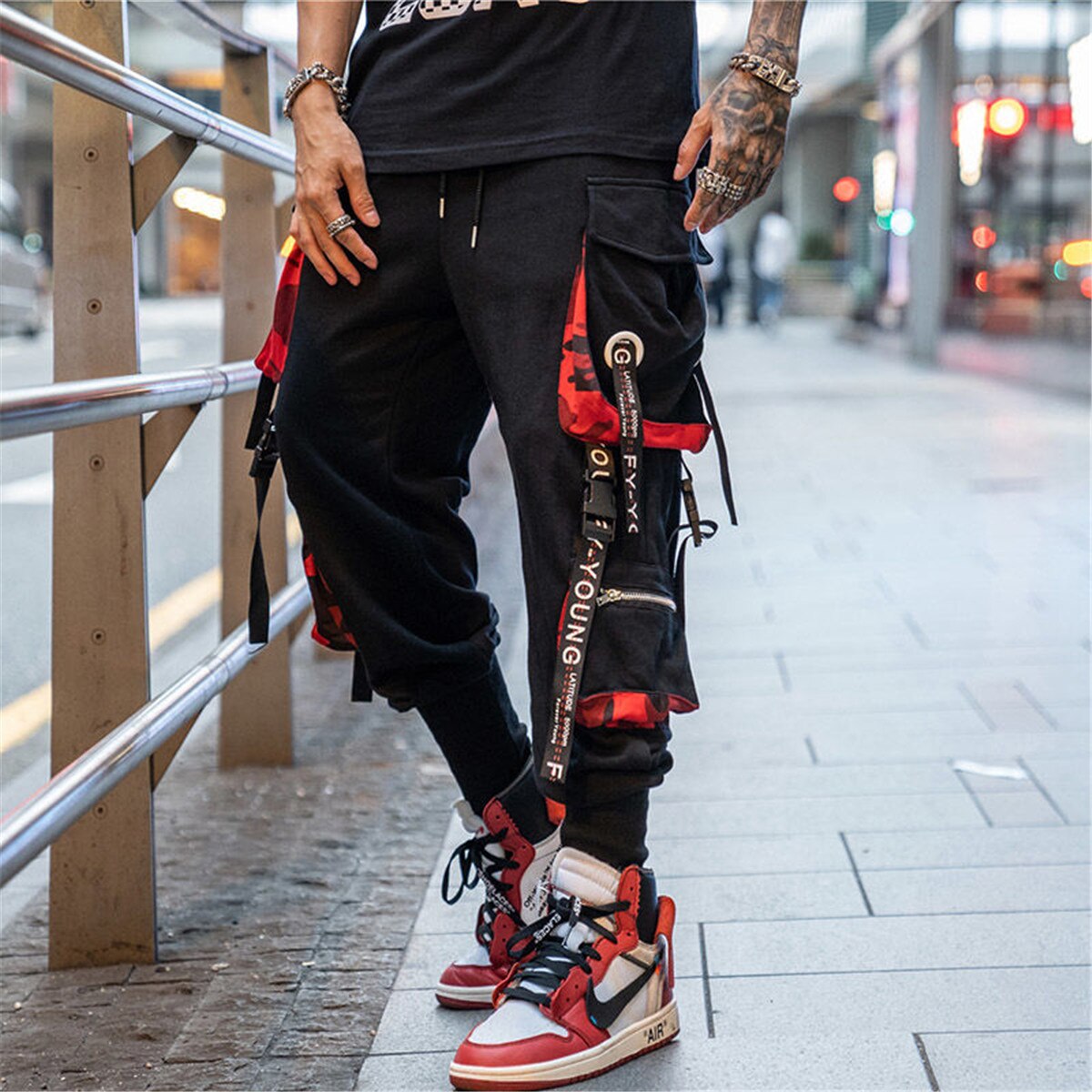 Black Gothic Trousers Cool Autumn Mens Sportswear Loose Sweatpants Hip Hop Streetwear Male Pencil Pants Funny Japan Punk Pants Daulet Apparel