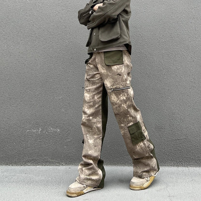 vintage camouflage denim jean street wear functioncan patches casual jeans pants mens baggy straight leg camou jeans overalls urban skinny jeans