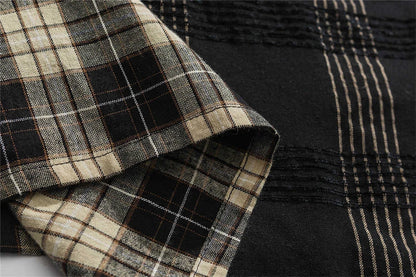 Streetwear Autumn Plaid Shirts Men Harajuku Hip Hop Streetwear Shirts Coats Long 2024 Autumn Plaid Shirts Men Harajuku Hip Hop Streetwear Shirts Coats Long Sleeve Loose Casual Button Up Blouse Y2K Tops Fashion Sweater Jacket With Graphic Design For Men