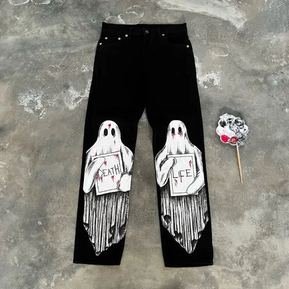 y2k harajuku trendy brand retro dark style oversized jeans men street hip hop fashion high waisted floor length pants women urban skinny jeans