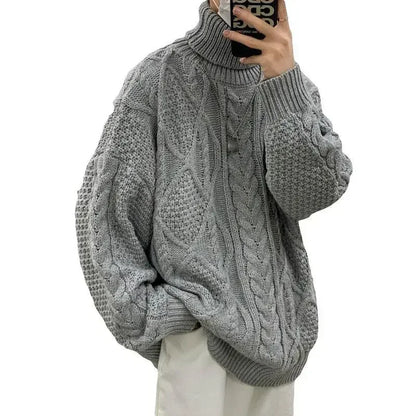 Retro turtleneck sweater for men in autumn and winter loose and versatile high street sweater trendy brand ins casual jacket top Street King Limited