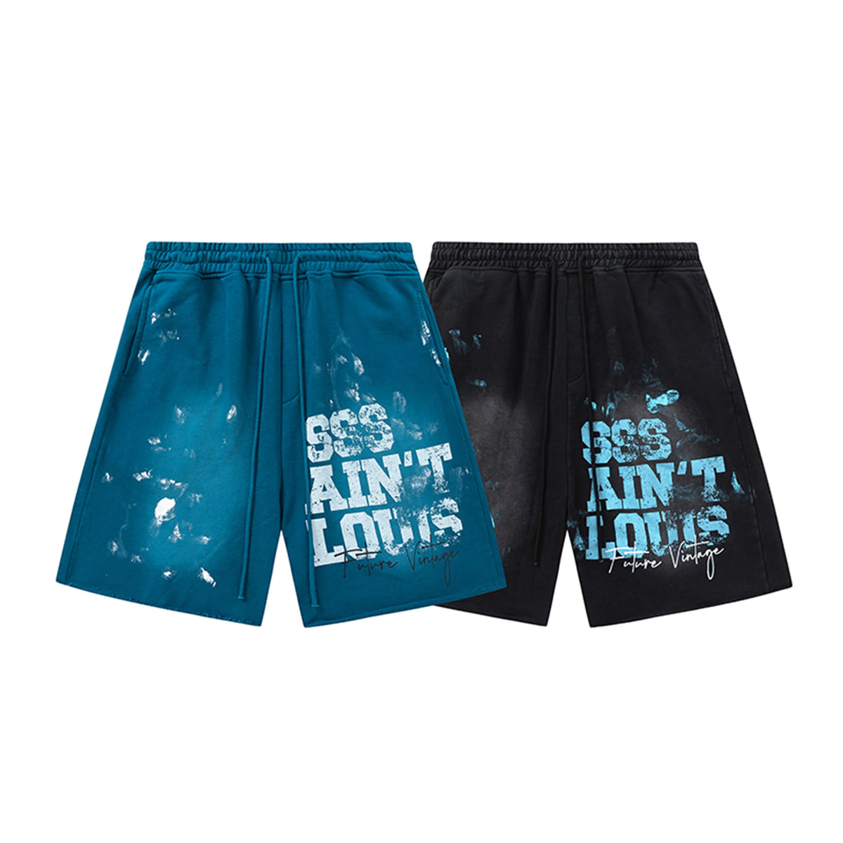 Saint Louis 24SS Future Vintage Splashing Ink Graffiti Making Dirty Water Making Old Drawstring Shorts For Summer Street King Limited