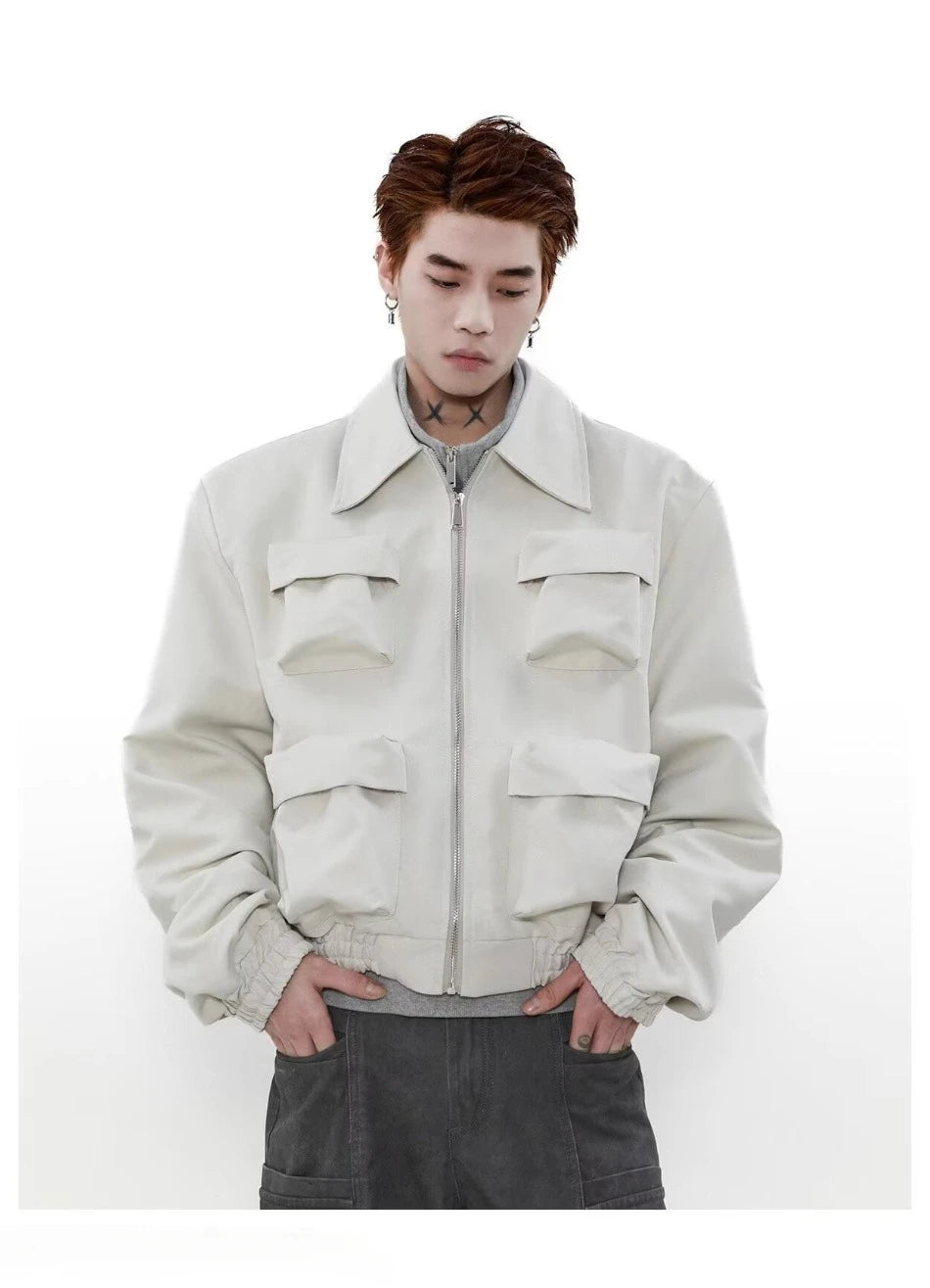 spring american pilot jacket mens street trend three dimensional multi pockets shoulder padded coats high street outwear unisex unique default style 3140