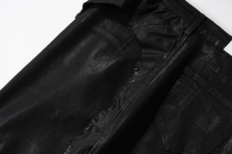 hi street flared jeans men broken patchwork denim pants streetwear harajuku luxury designer black jeans trousers male unique jeans style 473