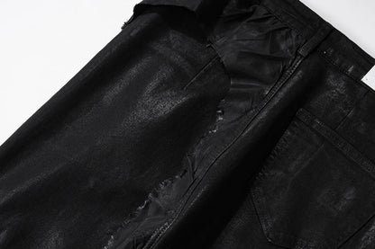 hi street flared jeans men broken patchwork denim pants streetwear harajuku luxury designer black jeans trousers male unique jeans style 473