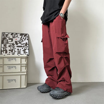 Summer Thin Pants Men Fashion Pocket Cargo Pants Men Japanese Streetwear Hip-hop Loose Straight Pants Mens Oversized Trousers Street King Limited