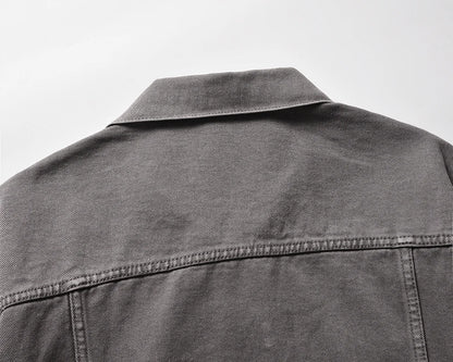 2023 autumn and winter solid color washed gray jeans jackets for men harajuku cleanfit baggy y2k denim coat oversized loose tops unique jeans style 49