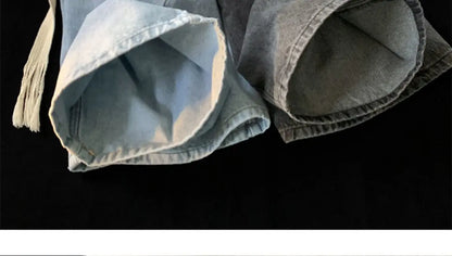American denim shorts men's summer thin denim shorts elastic waist loose American retro high street pants men clothing y2k tops Street King Limited